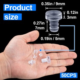 ANCIRS 50 pcs Glass Top Table Bumpers with Stem, Anti Slip Pads for 3/16 Inch Holes, Clear Rubber Grippers, Patio Table Spacers for Furniture (0.19inch)