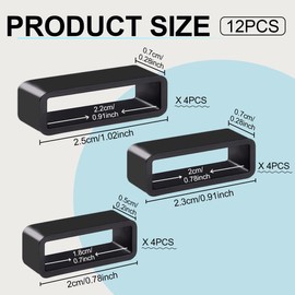 OWMOSYX 12 PCS Watch Band Holder Loop, Watch Fastener Rings, Silicone Rubber Bands Keeper, Replacement Watch Strap Band for Smart Sport Watches Parts (4x18mm + 4x20mm + 4x22mm)