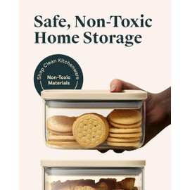 Caraway 1qt Glass Airtight Food Storage Container with Lid – Non-Toxic, BPA-Free Kitchen Storage Container – Stackable, Space-Saving Airtight Container for Dry Goods and More - Perracotta