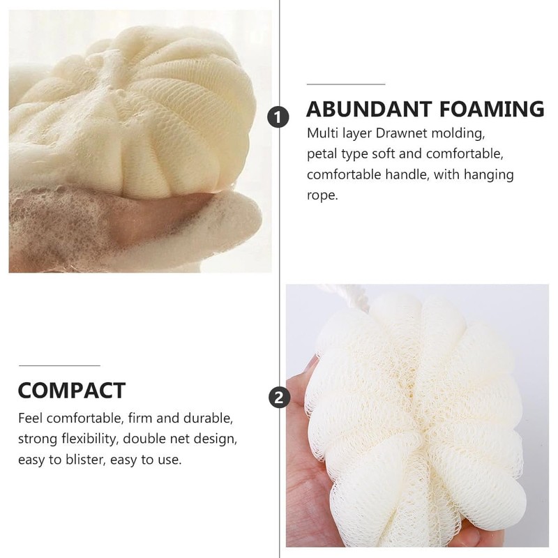 Esponjas Exfoliantes Beige para Baño con Cuerda y Diseño de
