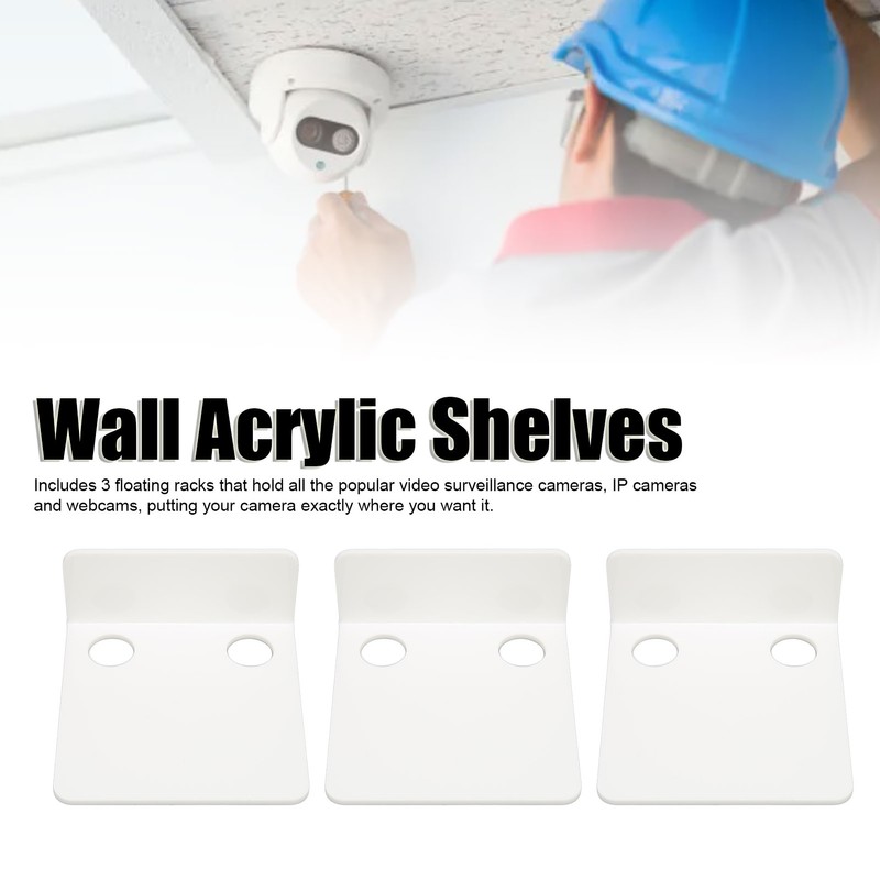 3 PCS Small Security Cameras Wall Shelf with 6 Cable