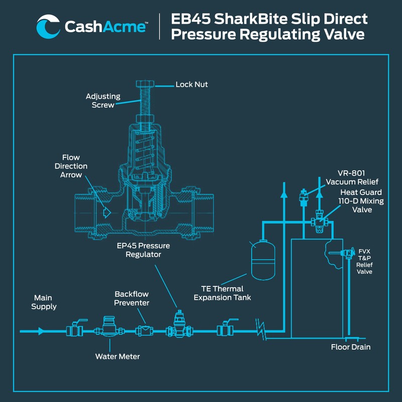 Cash Acme EB45 Pressure Regulating Valve with Disconnect Clip, Direct,