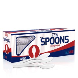 400 Pack Extra Heavyweight Disposable White Plastic Tea Spoons- Heavy Duty White Cutlery-Utensils, Parties, Dinners, Catering Services, Family Gatherings