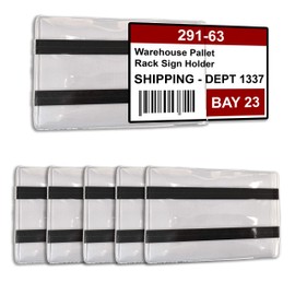 Pallet Rack Sign Holder Kit Clear Vinyl Pouch with Magnet for 3.5" H x 5" W Cards - 100 Pack