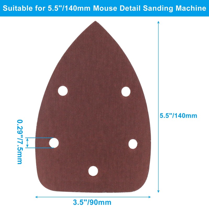 Cjueiom 25 Pcs 600 Grit Mouse Sander Sandpaper, 5 Hole