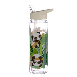 Puckator Pandarama - Kids Drinks Bottle With Flip Straw - Reusable Water Bottle For Girls And Boys With A Carry Handle - Bpa Free - For School Nursery - Cute Panda Design - Pp 550ml