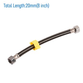 Skweawert 8 In Faucet Supply Lines, 1/2 x 1/2 Female Faucet Connector, Black Braided Stainless Steel Faucet Hose for Kitchen Sink Toilet（2Pack)