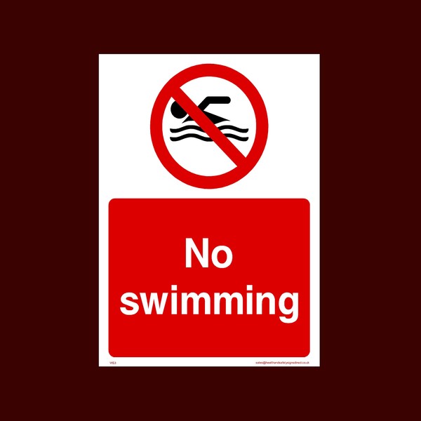 No Swimming Plastic Sign with 4 Pre-Drilled Holes (WS3) -