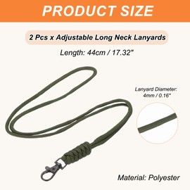 PATIKIL 44cm Neck Lanyard with Hook, 2 Pcs Long Neck Strap Lanyard Badge Lanyard for ID Badges Holder Keys USB Keychain USB Office, Dark Green