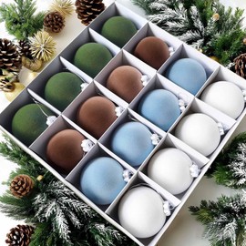 16 Pcs Velvet Christmas Balls Ornaments, 3.15" Shatterproof Christmas Tree Ornaments for Christmas Tree Decorations, Velvet Christmas Ornaments for Xmas Tree Balls