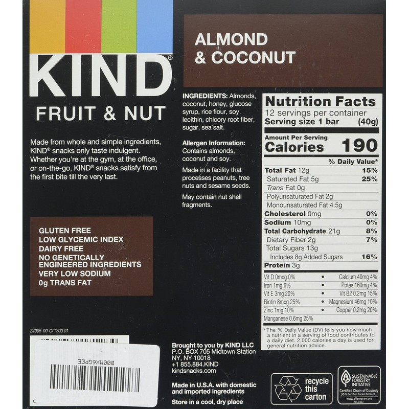 Kind Fruit & Nut Bars Almond and Coconut 1.4 Oz