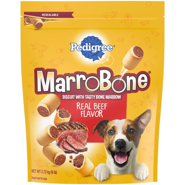 PEDIGREE MARROBONE Dog Treats Real Beef Flavor Crunchy Dog Biscuit, 6 lb. Pack
