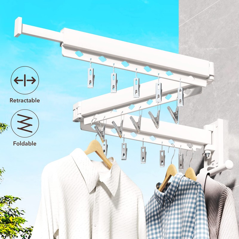 ZdwCyl Wall Mounted Clothes Hanger,Clothes Drying Rack,Laundry Rack Wall Mount,Drying