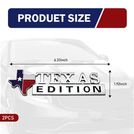 AWGUKA 2 PCS Car 6.33" x 1.92" Sticker, Texas Edition 3D Car Body Rear Badge Sports Decoration, ABS Waterproof Anti-Rust Self-Adhesive Decals, Universal for Cars Exterior Accessories (Silver)