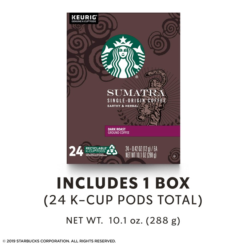 Starbucks Sumatra Dark Roast Single Cup Coffee for Keurig Brewers,0.42