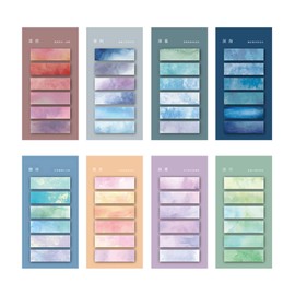 GINCEVHY 960 Sheets Landscape Sticky Tabs, Pastel Strip Index Tabs for Annotating Books, Multifunctional and Writable Sticky Note Tabs, Multi-Color Book Tabs for Page Markers(8 Pack)
