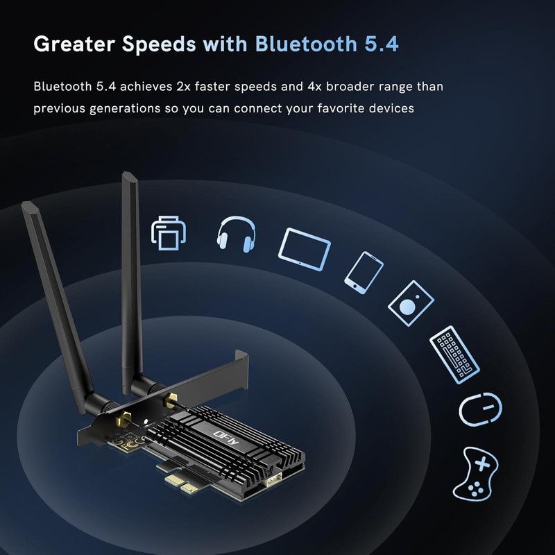 WiFi 7 Network Card 8774Mbps QFly PCIe WiFi Card with