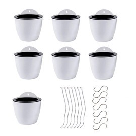 menbager 7Pcs Wall Hanging Plastic Self-Watering Decoration Plant Pots For Garden Home