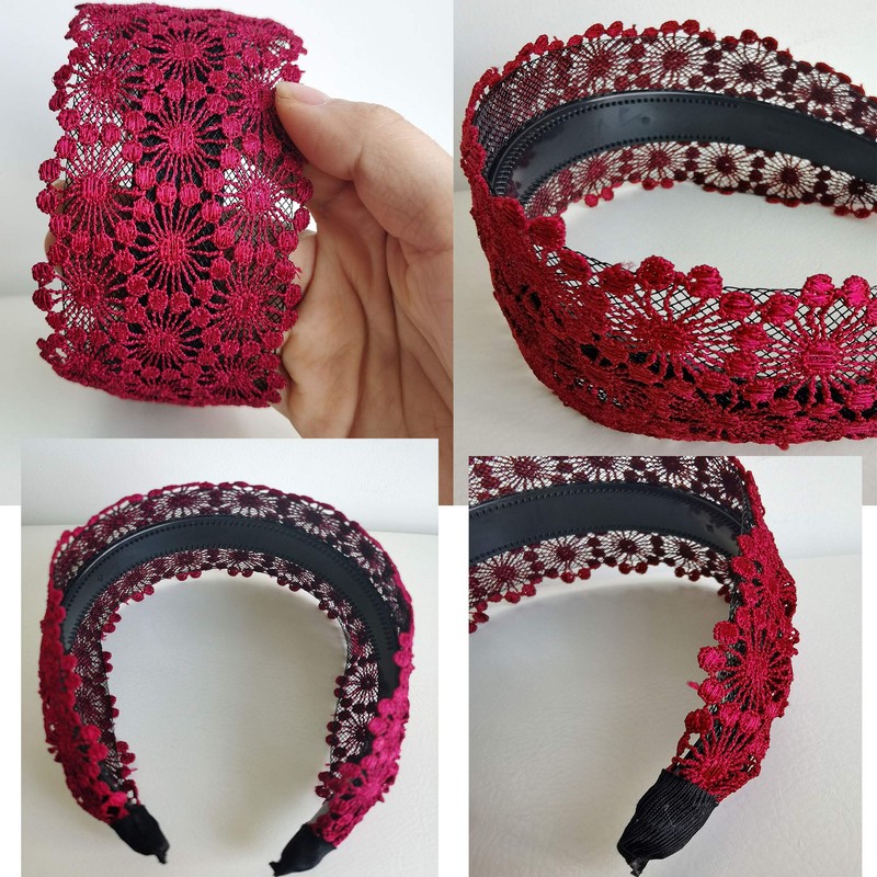 Diademas elásticas de encaje de 2.5 pulgadas de ancho con