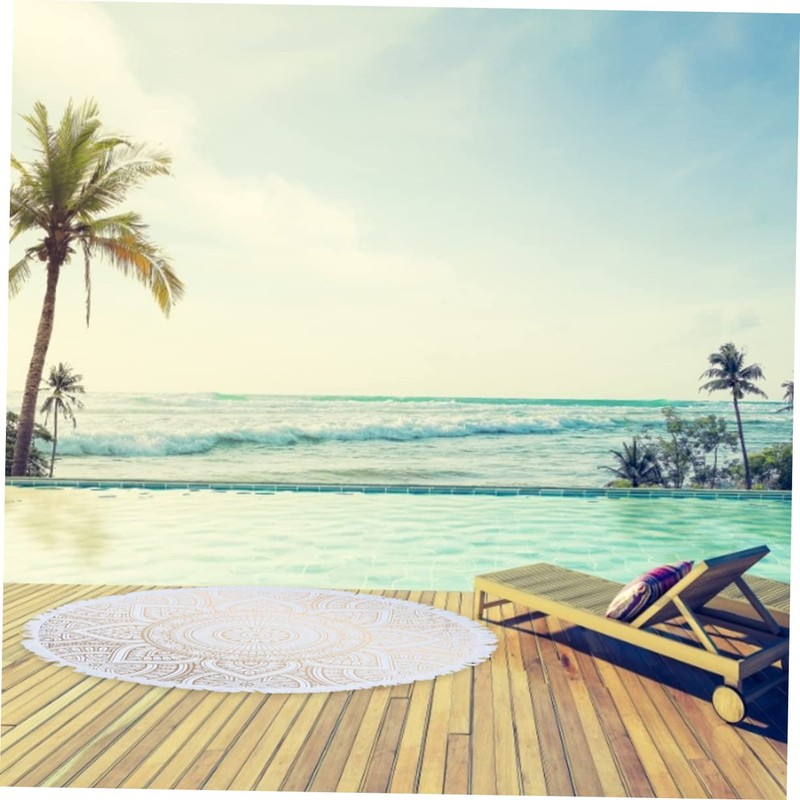 CAXUSD Large Bath Towel Microfiber Beach Towel Mandala Round Tapestry