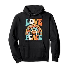 Love Peace Hippie Theme Party 60s 70s Outfit Men Women Kids Pullover Hoodie