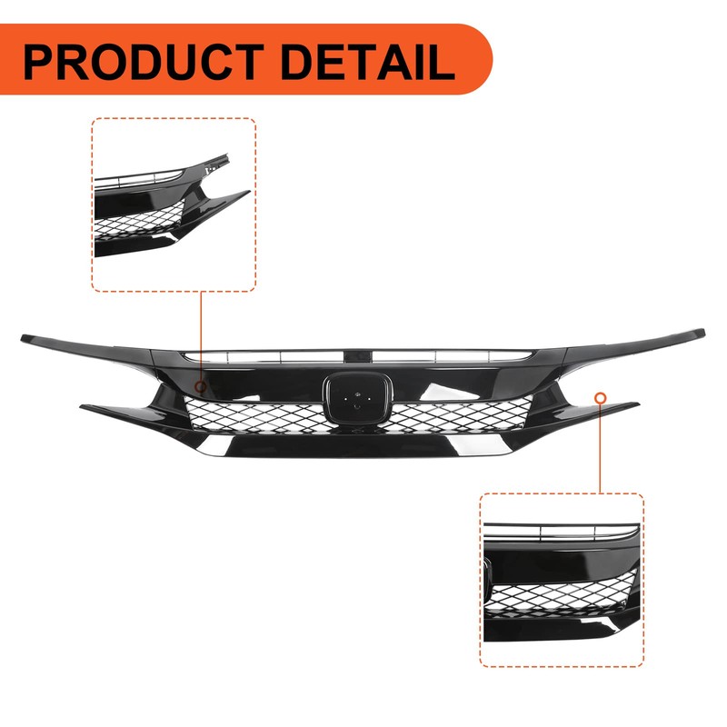 ECOTRIC Front Grille Bumper Mesh Grill Compatible with 2019-2021 Honda