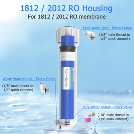 MewMore 50 GPD RO Membrane Filter with Housing, Replacement Reverse Osmosis Membrane Fit Home Under Sink RO Drinking Water Filter Purifier Filtration System with Wrench, 1/4" Fitting, Check Valve