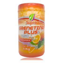 Grenetina Hidrolizada Plus Naranja 1.1kg Supra Natura con Colágeno y Omega