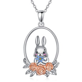 HUKKUN Silver 925 Cats/Elephants/Narwhale/Rabbit/Pig/Dogs/Bears Chain Pendant Necklace Women's Jewellery Gifts for Women, Sterling Silver