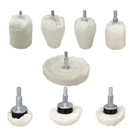 BDZMC 8PCS Buffing Wheel Kit for Drill, Polishing Wheel Set with 1/4" Handle, Wheel Shaped Buffing Pads for Stainless Steel, Ceramic, Glass, Metal, Aluminum, Jewelry, Chrome