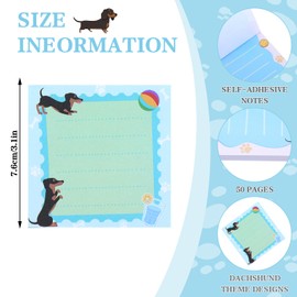Grevosea 9 Pads Dachshund Sticky Notes, Dachshund Gifts 3.15 x 4 Inches Cute Cartoon Dog Self Stick Notepads Puppy Lover Gifts Colored Dog to Do List Cute Memo Pads for Home Office Supplies