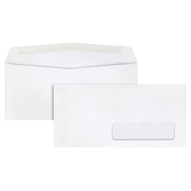 Quality Park Right-Window Envelopes, #10, 24lb, Gummed, White, 500/Box (QUA21332)