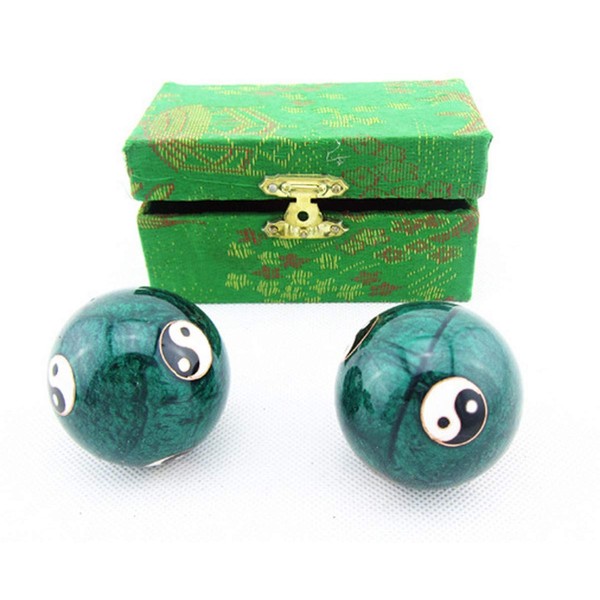 JapanBargain 3298, Hand Therapy Balls Chinese Baoding Balls Stress Relief Balls Hand Massage Balls, Green Color