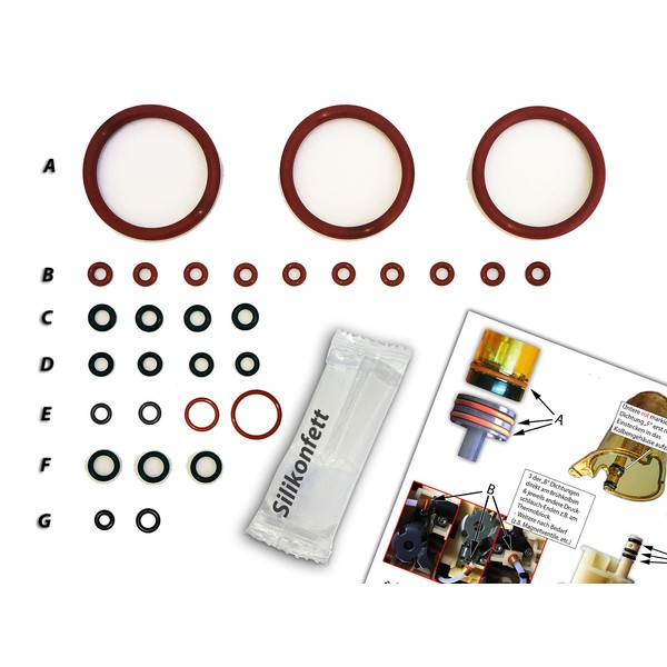 Seals / Maintenance Set (XL) for DeLonghi ECAM/ETAM Brewing Group & Thermoblock | O Rings | Top Quality with Online Video
