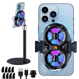 Mikirini Semiconductor Phone Cooler with Phone Holder, Cellphone Radiator Cooling Fan for Mobile Phone with a Width of 6 to 8 cm for Tiktok Live Streaming, Outdoor Vlog, Mobile Gaming
