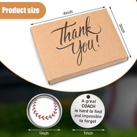 Baseball Coach Appreciation Keychain Keepsake Baseball Coach Gifts with Thank You Gift Packaging for Your Coach (4 Pcs)