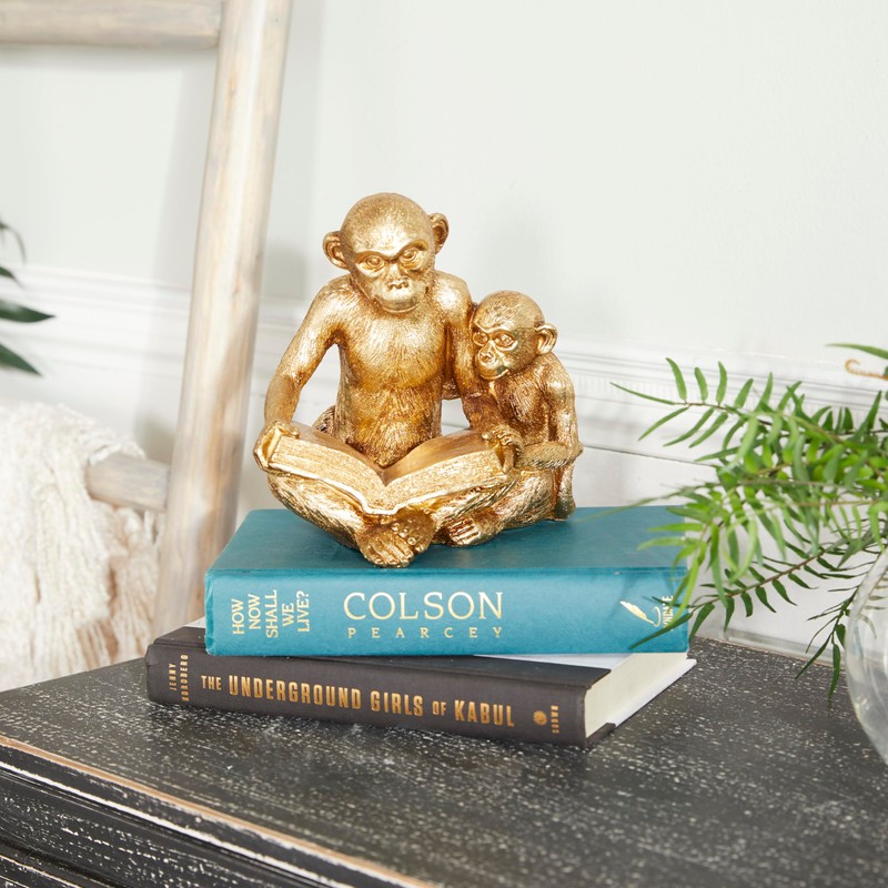 Deco 79 Polystone Monkey Sculpture, 9" x 6" x 7",