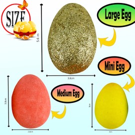 32Pcs Seasonal Egg Hunt Set, Glitter Foam Eggs with Large Golden Eggs, Spring Holiday Activity, Kids Easter Egg Hunt Kit, Easter Basket Stuffers Bonnet Decorations