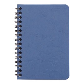 Clairefontaine - Ref 785924C - Age Bag Wirebound Notebook (100 Pages) - 9 x 14cm, Squared Rulings, 90gsm Brushed Vellum Paper, Pocket for Loose Documents - Blue Cover