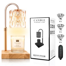 Honvinor Candle Warmer Lamp, Candle Warmer Light with Timer & Dimmer, Candle Warmer Lamp Adjustable Height, Compatible with Jar Scented Candles, Candle Warming Lamp with 3 Bulbs for Home Decor