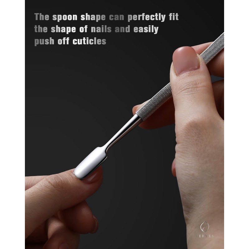 FERYES Professional Cuticle Pushers - Dual-Ended Stainless Steel Manicure and