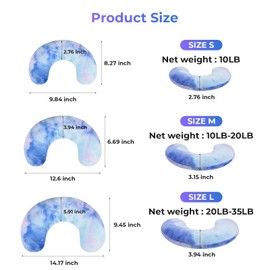 Dog Pillow, U-Shaped Dog Calming Pillow for Pet, Soft Dog Neck Pillow Machine Washable Dog Bed Pillow for Dog and Cat Enhance Sleep Quality (Purple Blue, L)