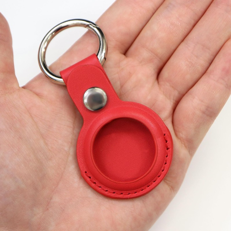 AirTag ATC-004 Case, Leather, Red, For Air Tags, Key Holder,