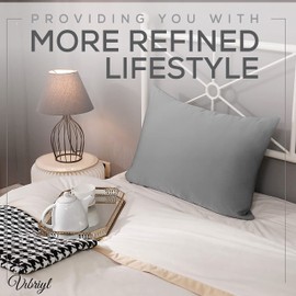 VIBRIYL 19 Momme Silk Pillowcase – Premium Quality 100% Mulberry Silk Pillowcase Hair and Skin with Hidden Zipper - UK Standard Size 75cm X 50cm (Grey)