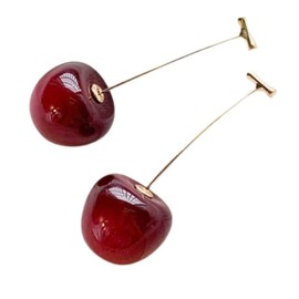 Red Cherry Earrings for Women, Dangle Style in a Gift Bag