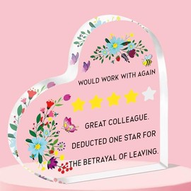 QMVMV Leaving Gifts for Colleagues Goodbye Good Luck Acrylic Plaque, Retirement New Job Gift to Go with Sorry Your Leaving Gifts for Women