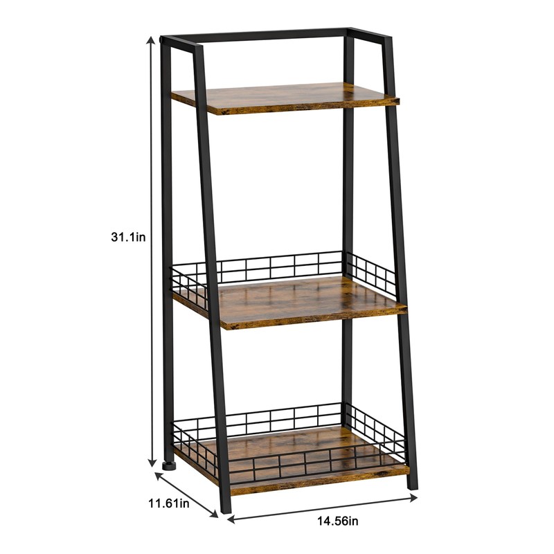 3-Tier Bathroom Shelf with Fence, Retro Bathroom Organizers and Storage