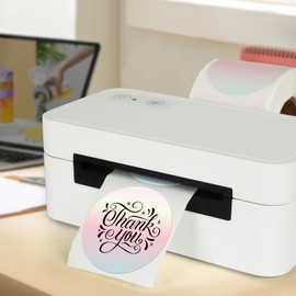 YIKIADA Red Gradient Thermal Labels Vinyl 2 Inch Self-Adhesive Circle Stickers Roll Waterproof Printable Round Decals Name Tag for QR Code DIY Office Address 500 PCS