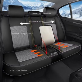 Full Set Car Seat Covers Fit for Mazda CX-5 CX5 2013-2023 2024 2025 Breathable Faux Leather Waterproof Seat Cushion with Airbag Compatible Automotive Interior Accessories (Black&Grey)-2 Rows 5 Seats