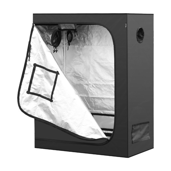 iPower 48"x24"x60" Grow Tent with Observation Window and Removable Floor Tray, Tool Bag for Indoor, 24" x 48" x 60", Black/Silver